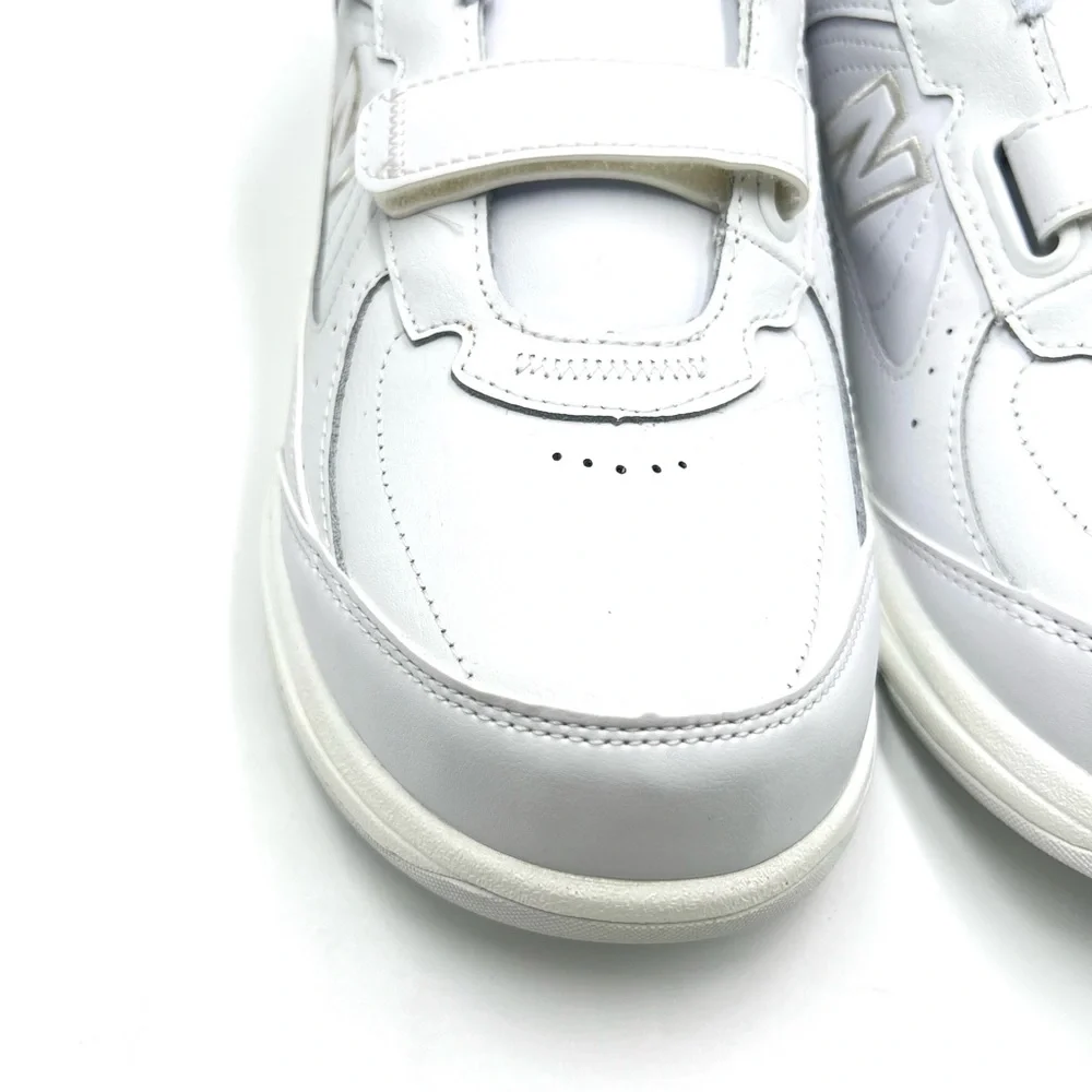 12W 12 WIDE New Balance Hook And Loop‎ 577 White Leather Walking Sneakers Shoes